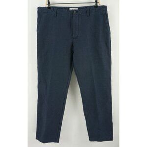 You Must Create YMC Men's 36 x 30 Blue Cotton Linen Woven Textured Chino Pants